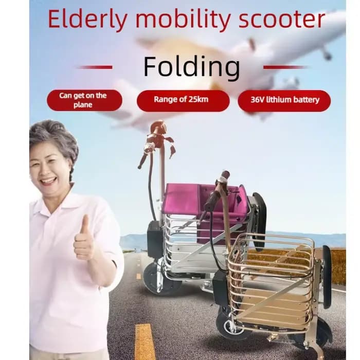 Tricycle électrique pliable à 3 roues pour personnes