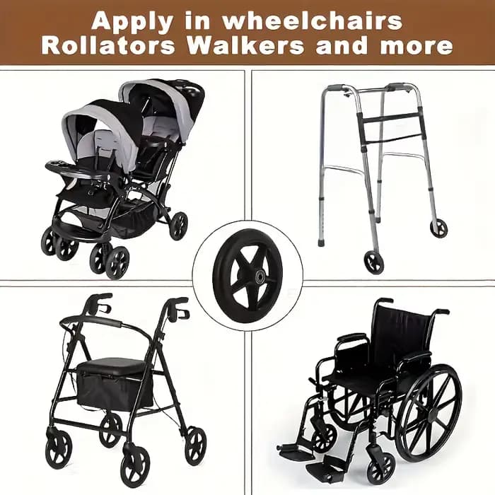 2/4 pièces 6 pouces fauteuil roulant en caoutchouc roues avant de remplacement anti-dérapant Rollator Walker