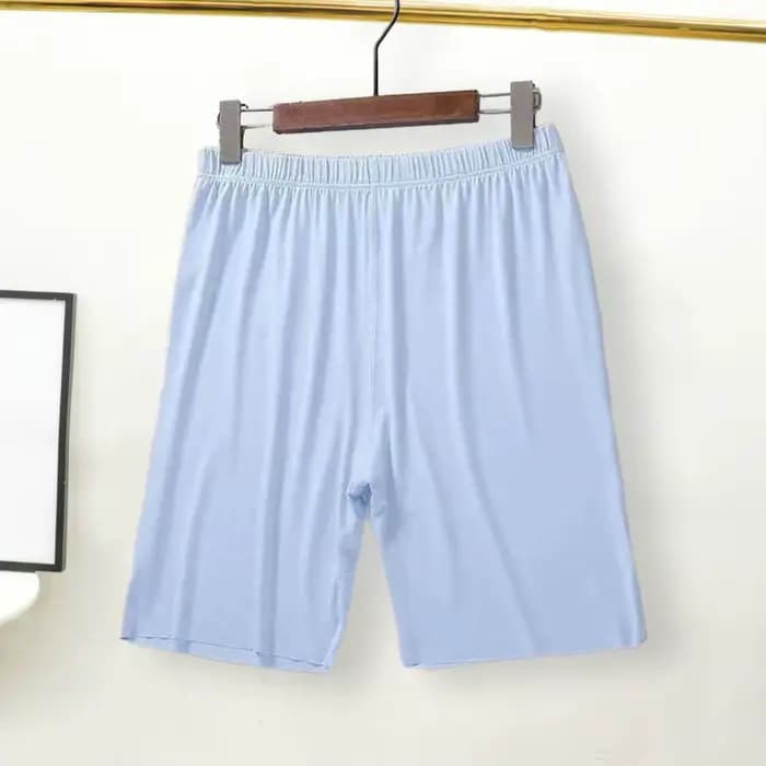 Short d'été confortable pour homme, short de pyjama avec taille élastique, tissu respirant, longueur aux genoux, pantalon de maison pour homme