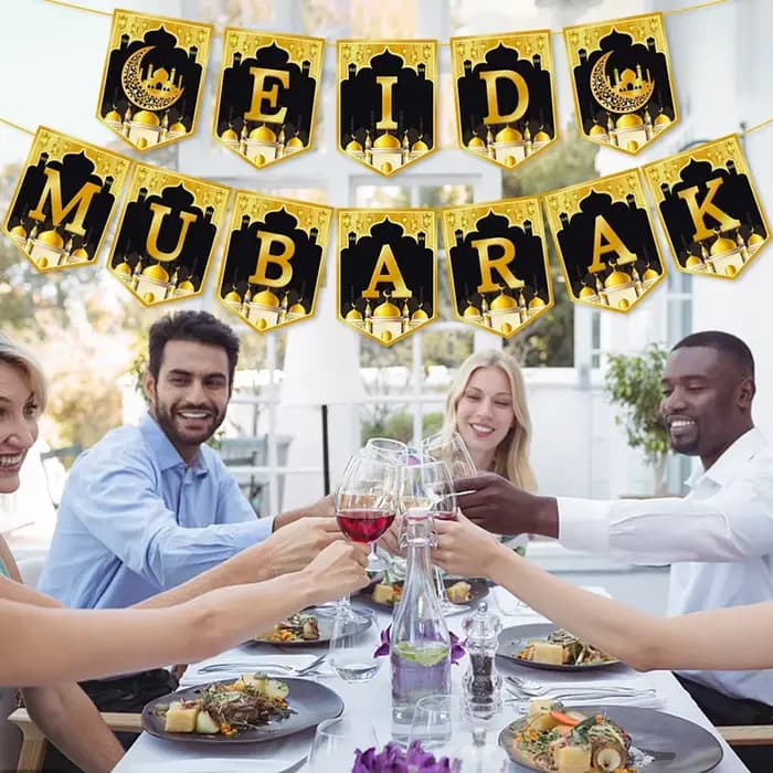 Décoration suspendue de fête Eid Mubarak, lanterne en papier nid d'abeille 3D, bannière de fête du Ramadan, mur musulman islamique, décoration de fête à faire soi-même
