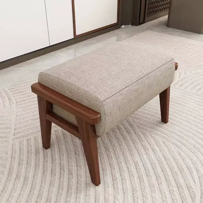 Pouf ottoman minimaliste moderne, repose-pieds en bois massif pour salon, banc à chaussures pour entrée, siège confortable pour le pied de lit