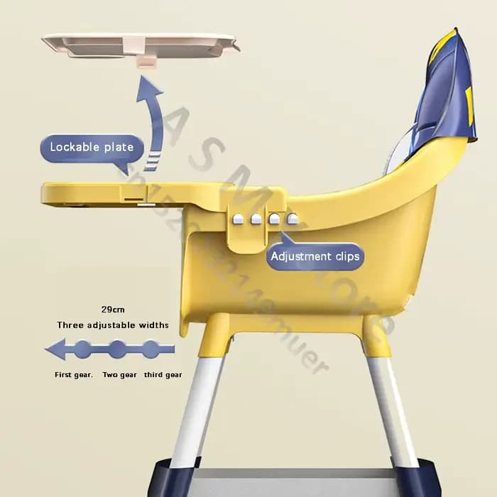 Chaise de salle à manger pour bébé, antidérapante, en cuir PU, réglable en hauteur, pour tout-petits, avec ceinture de sécurité à 3 points, rose/bleu