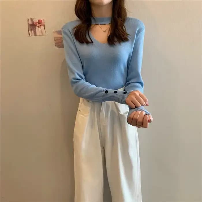 Pull à col licou pour femmes, col en v, Sexy, nouveau haut avec chemise à Base tricotée à manches longues, Slim, à la mode, automne hiver 2025