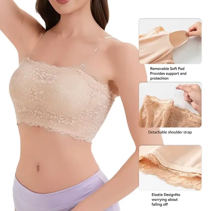 Soutien-gorge en dentelle grande taille pour femme, soutien-gorge sexy sans bretelles, confortable et respirant, soutien-gorge de sport d'été avec sangle élastique pour la poitrine