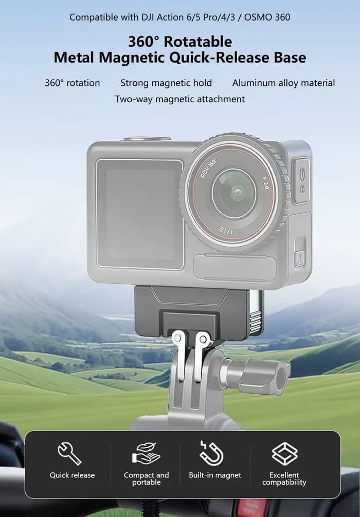 Base magnétique à dégagement rapide 360° ° Adaptateur de montage rotatif avec double griffe pour OSMO 360 pour DJI