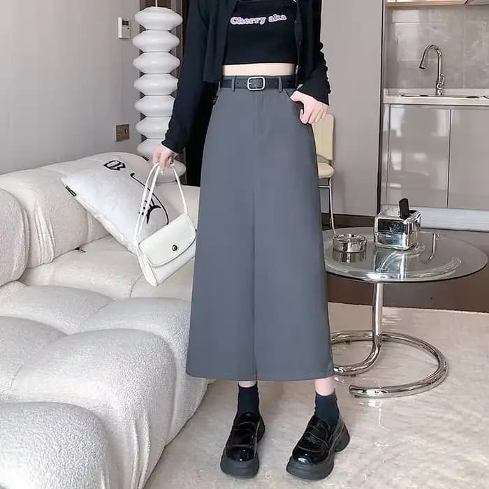 Jupe femme 2025 décontracté mi-longue a-ligne jupe longue printemps automne taille haute minceur fendu solide jupes femme
