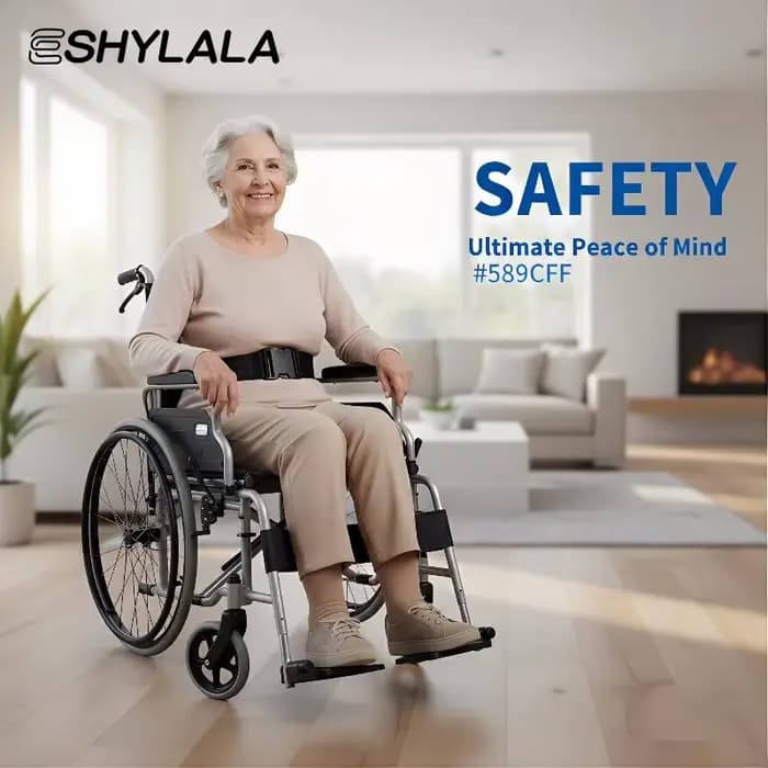 Ceinture de sécurité réglable pour fauteuil roulant avec 2 sangles