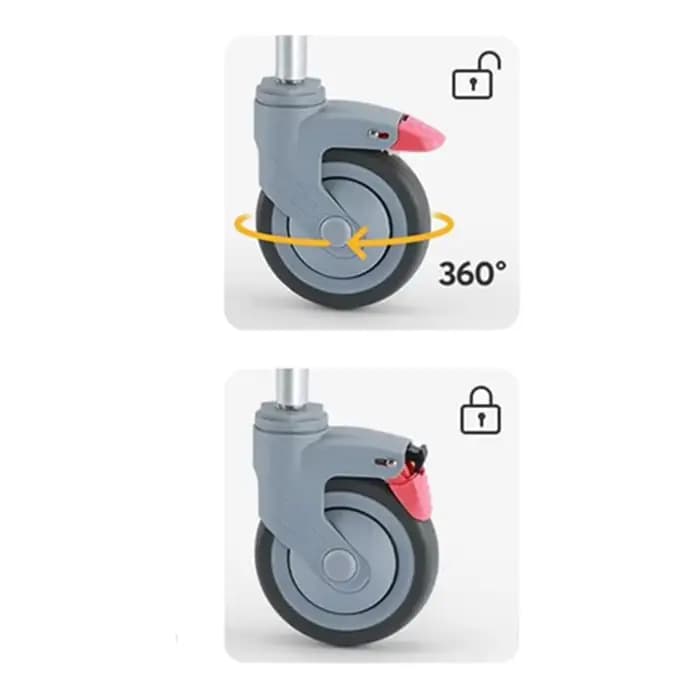 Roue de frein de 4 pouces pour fauteuil roulant de douche