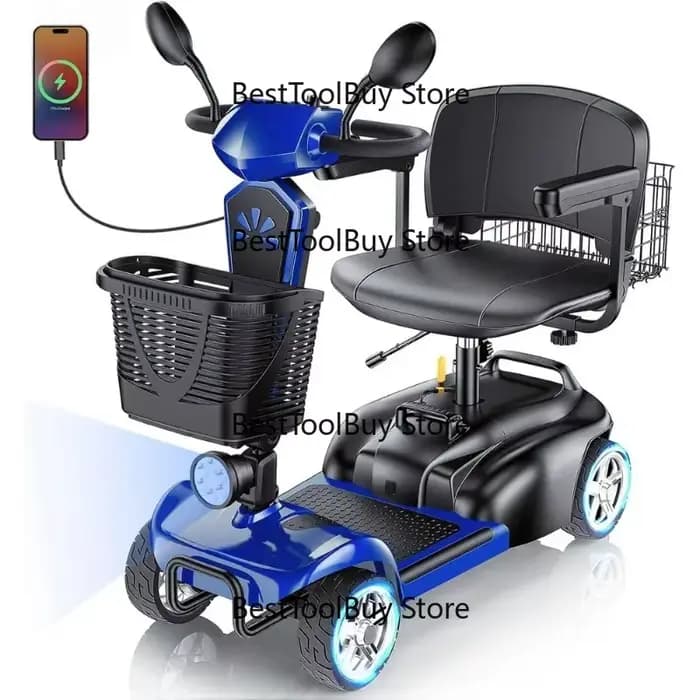 Scooter électrique à 4 roues avec deux paniers