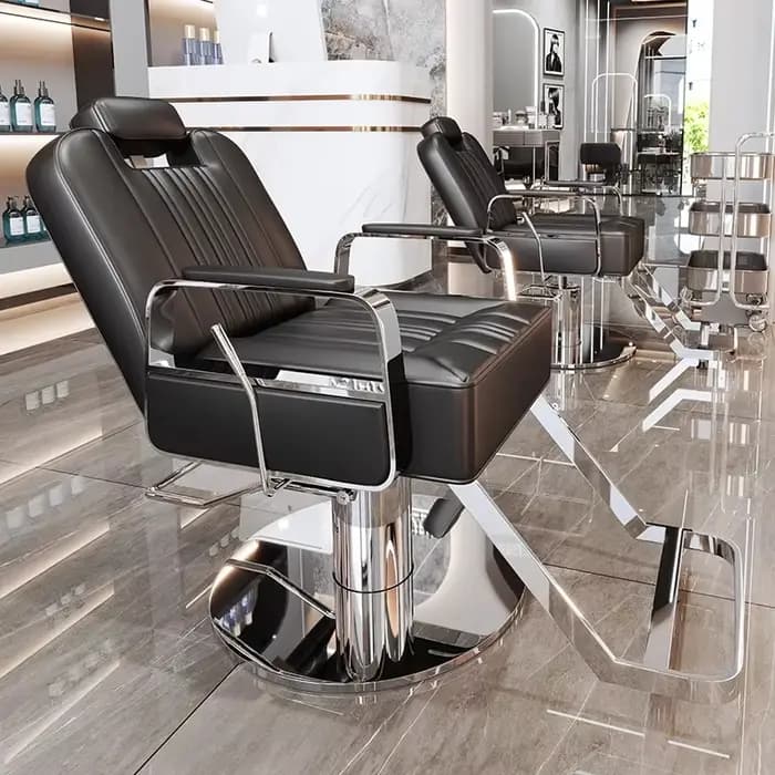 Fauteuil de barbier avec repose-pieds rabattable, fauteuil de salon professionnel moderne, confortable et luxueux, silla de corte de pelo, mobilier de salon