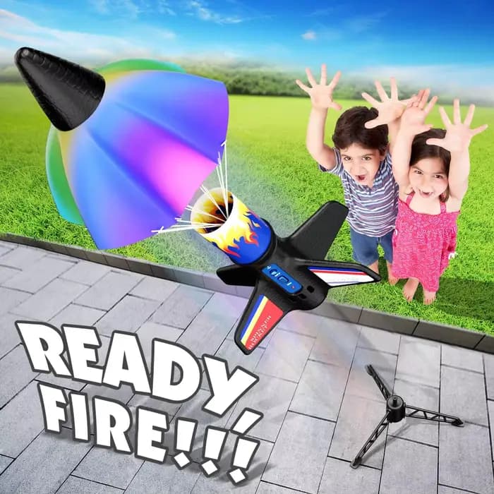 Jouet lanceur de fusée pour enfants, avec Parachute, lancement automatique, jouets de fusée spatiale motorisés, jeu de lancement en plein air pour garçons et enfants