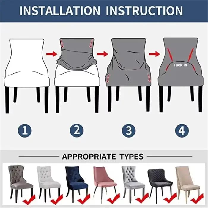 Juste de chaise à oreilles en velours pour salle à manger, housses de chaise à dossier haut, fauteuil incliné, housses pour salle à manger, banquet