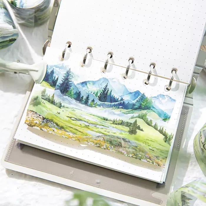 Pluie du matin : Ruban décoratif pour créer des paysages de montagnes et de mer, paysages de prairies style Ins, matériel pour journal créatif, autocollants de bordure pour animaux de compagnie