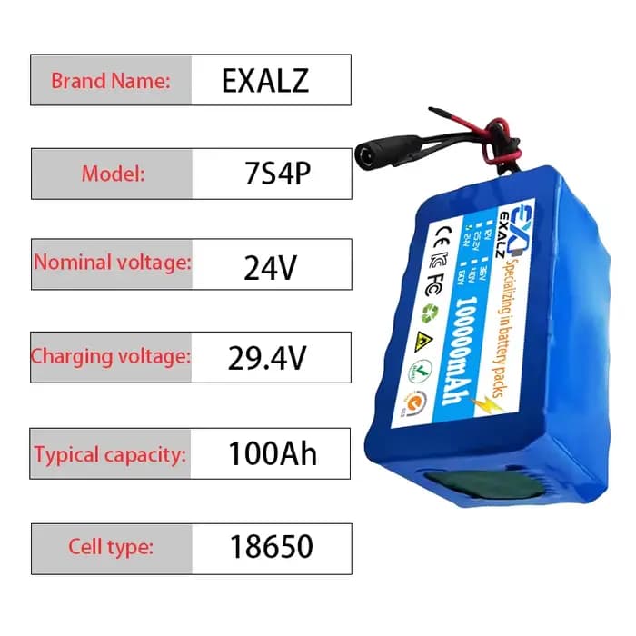 Batterie au lithium 7S4P 24V pour fauteuil roulant avec BMS