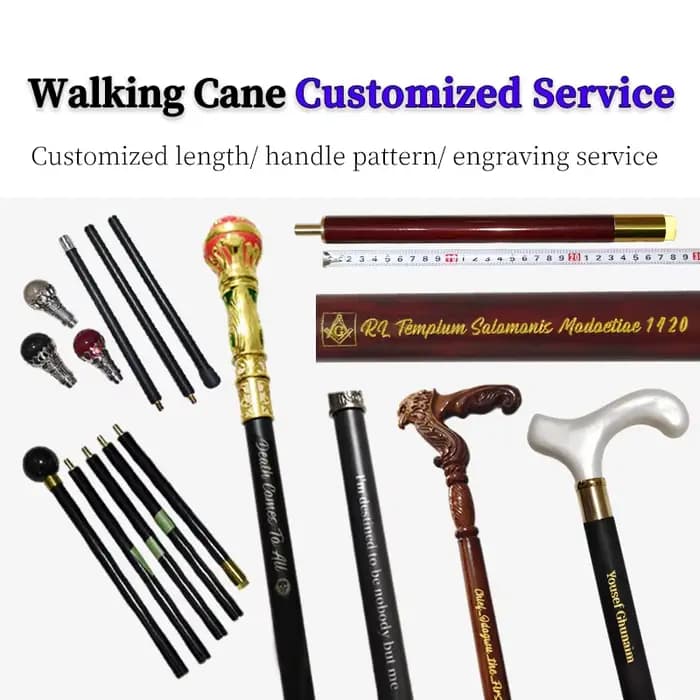 Service de gravure et de personnalisation de la longueur pour cannes de marche pour homme et femme