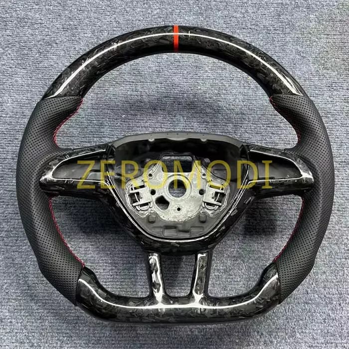 Pour Skoda Octavia MK3, 3V, 5E, volant en fibre de carbone forgé noir