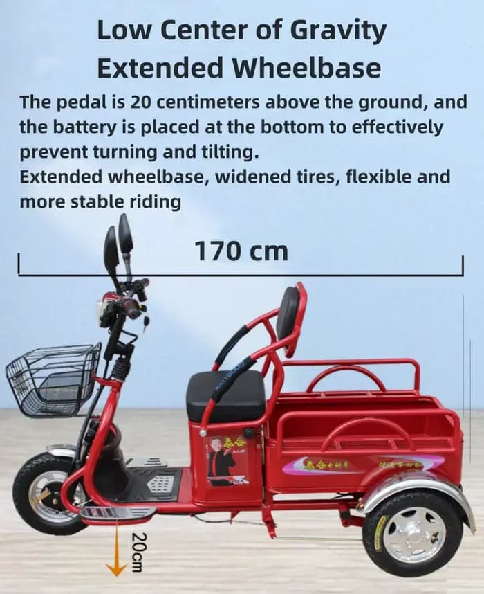 Tricycle électrique puissant à longue portée 1000W