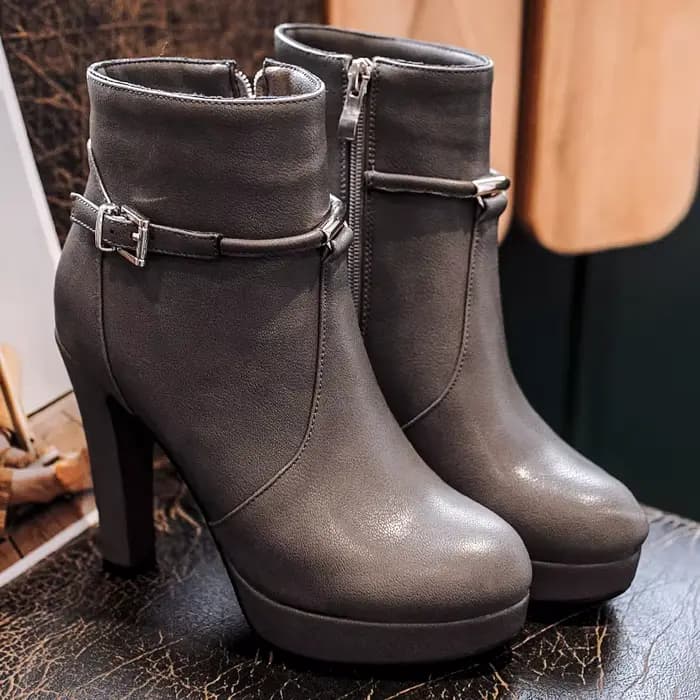 Bottes de rinçage à plateforme pour femmes, botte courte à talons hauts, chaussures élégantes pour dames, grande taille, fermeture éclair, noir, vert, marque de mode, automne, hiver