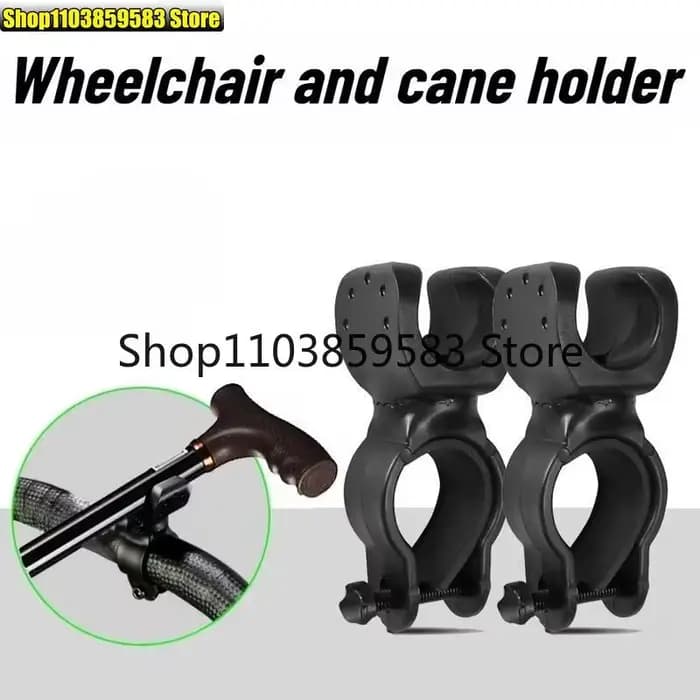 Support de canne pour fauteuil roulant (lot de 2) avec support de canne réglable, accessoire d'aide
