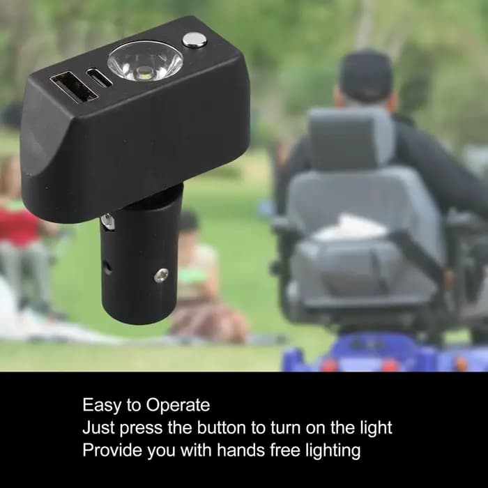 Éclairage pour fauteuil roulant électrique, modèle universel, charge des téléphones portables, interface USB, accessoires pour fauteuil roulant électrique, angle réglable