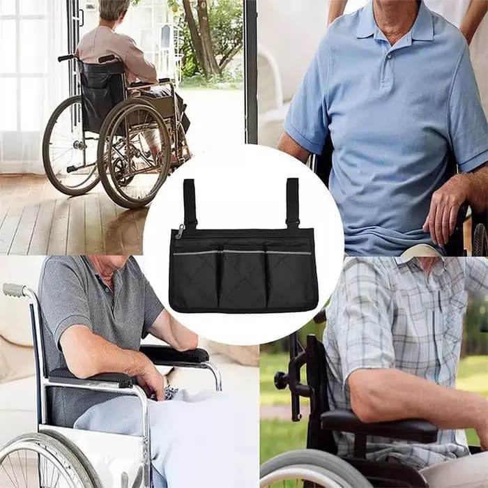Sac de rangement latéral pour accoudoir de fauteuil roulant