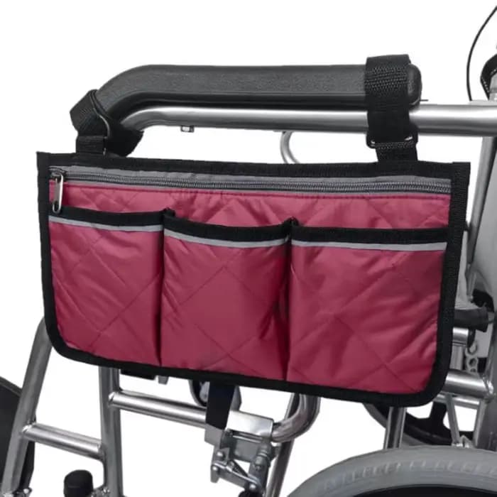 Sac de rangement latéral pour accoudoir de fauteuil roulant