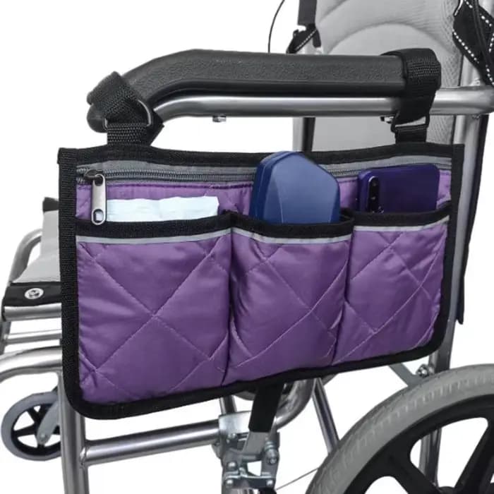 Sac de rangement latéral pour accoudoir de fauteuil roulant