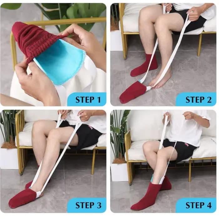 Enfile-chaussettes, outil d'aide à la mise et au retrait des chaussettes