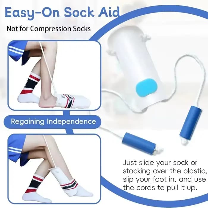 Aide à la pose et au retrait de chaussettes sans se pencher