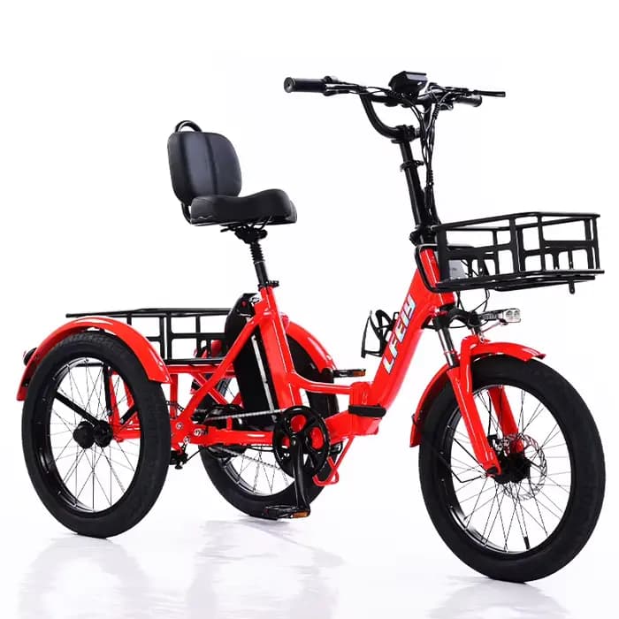Tricycle électrique pliant pour adultes âgés, 3 roues, 350w, 48v, 13ah, batterie amovible avec 2 pan