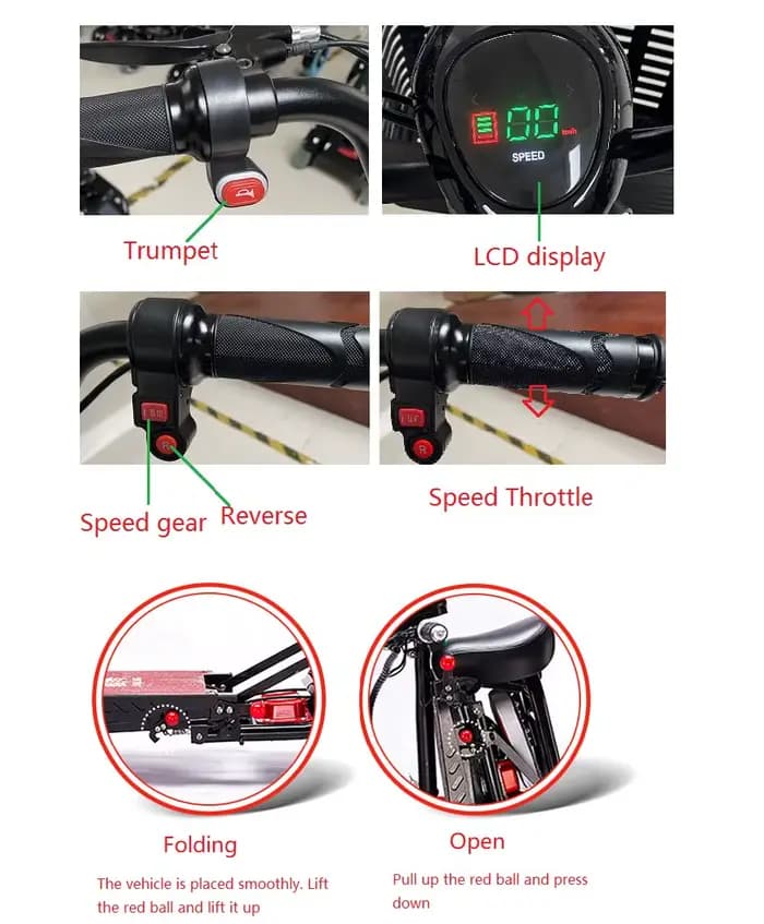 Scooter électrique à 4 roues de 10 pouces